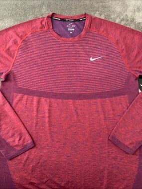 Nike Men’s Dri-FIT Long Sleeve Shirt - Red/Purple Heather